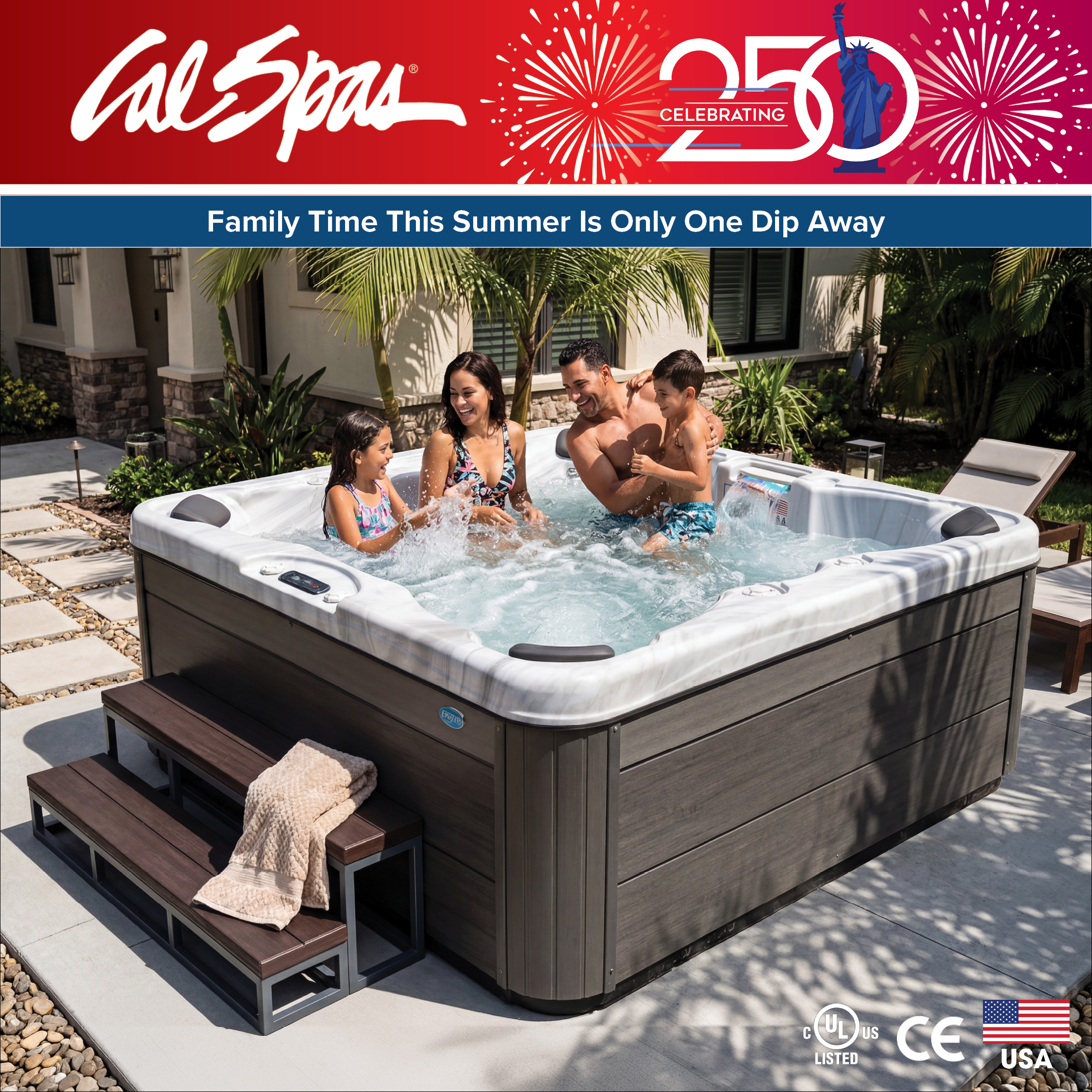 Calspas hot tub being used in a family setting - Fort McMurray